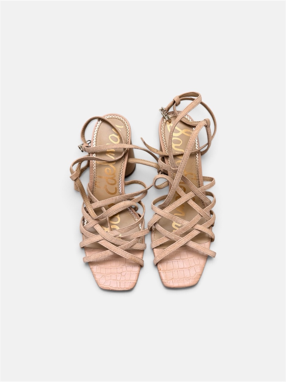 Sam Edelman Blush Lace-Up Strappy Heeled Sandals